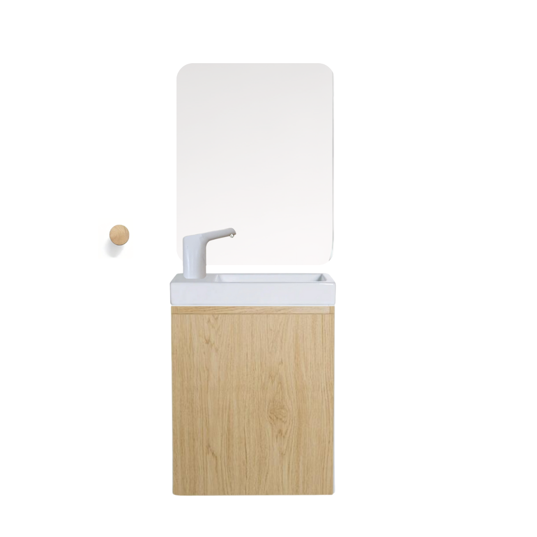 Ensemble lavabo Montessori avec son miroir et porte serviette - pour enfants de 18 mois à 7 ans - effet BOIS