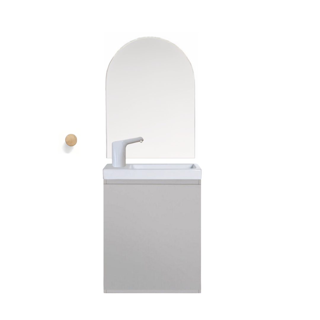 Ensemble lavabo Montessori avec son miroir et porte serviette - pour enfants de 18 mois à 7 ans - GRIS