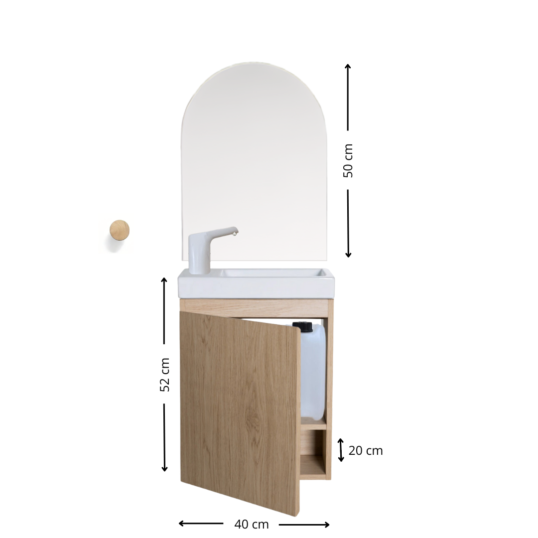 Ensemble lavabo Montessori avec son miroir et porte serviette - pour enfants de 18 mois à 7 ans - effet BOIS