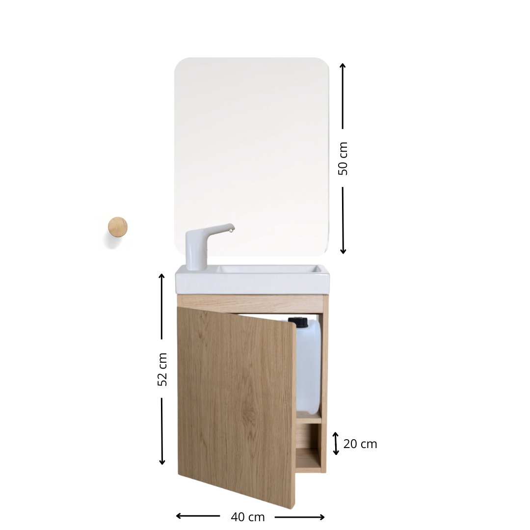 Ensemble lavabo Montessori avec son miroir et porte serviette - pour enfants de 18 mois à 7 ans - effet BOIS