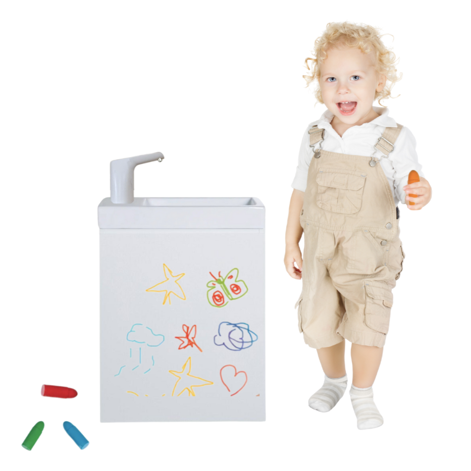 Lavabo Enfant Montessori évolutif 18 mois - 8 ans | Mobile, autonome en eau & sans travaux - BLANC