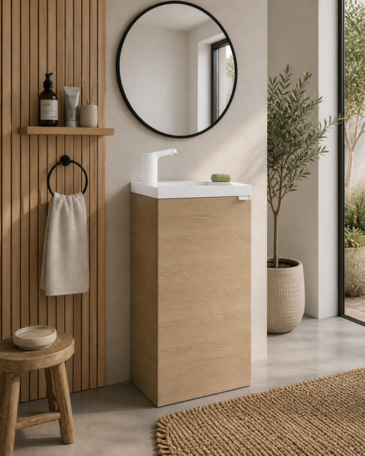 Lavabo sans plomberie - Lave-mains autonome – Sans arrivée d’eau, prêt à l’emploi - BOIS