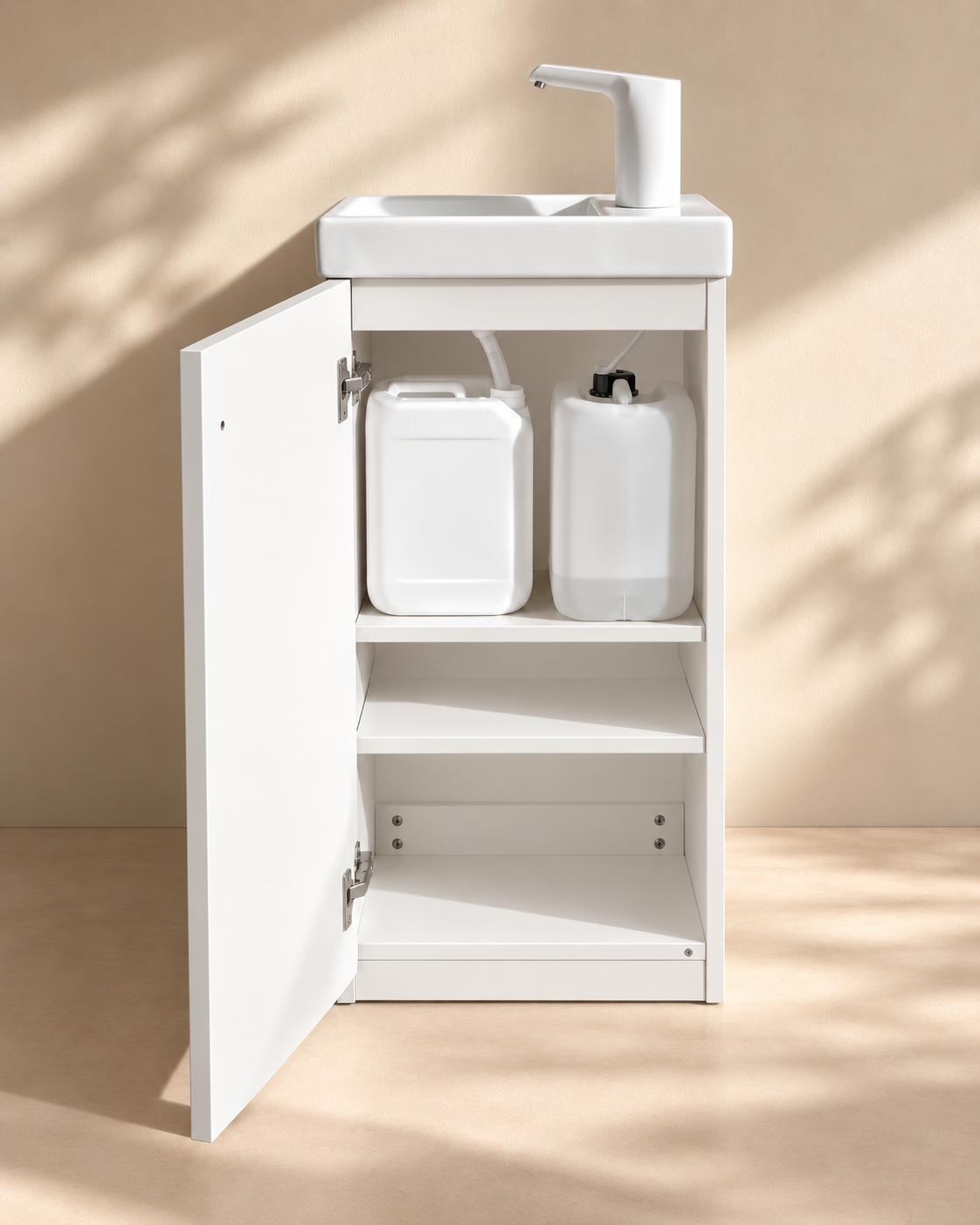 Lavabo autonome Blanc sans plomberie – Lave-mains sans arrivée d’eau, prêt à l’emploi