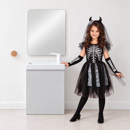 Ensemble lavabo Montessori avec son miroir et porte serviette - pour enfants de 18 mois à 8 ans - GRIS
