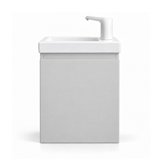 Grey kids hand washing station with autonomous water system and no plumbing