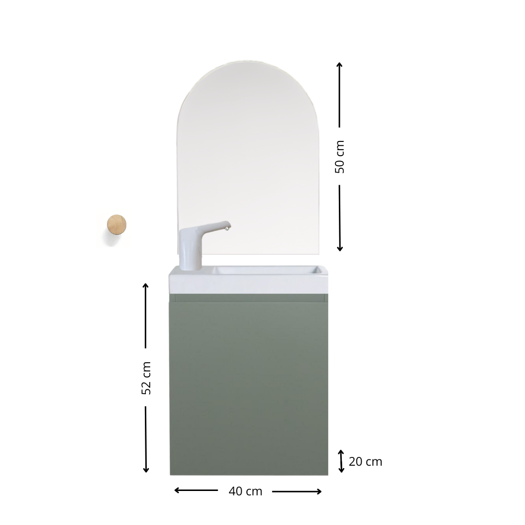 Montessori bathroom set for toddlers with child-height sink and towel rack