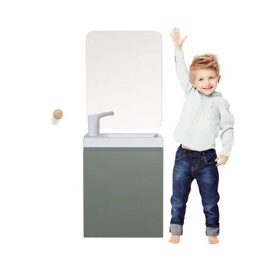 Montessori toddler bathroom sink with autonomous water system and no plumbing