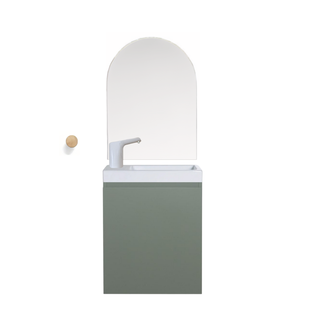 Toddler bathroom sink setup with no permanent water connection